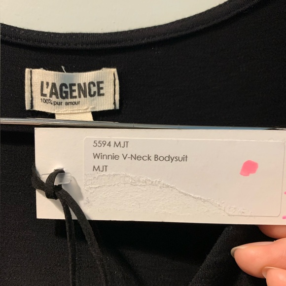NWT L’AGENCE Winnie Deep V-Neck Black Bodysuit Small - Picture 7 of 12